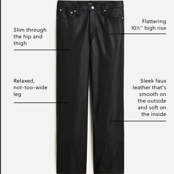 NEW J CREW faux leather slim wide-leg pant - Picture 4 of 4
